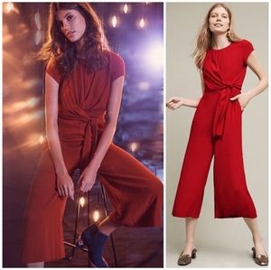 Anthropologie Maeve Grier Midi Jumpsuit Red